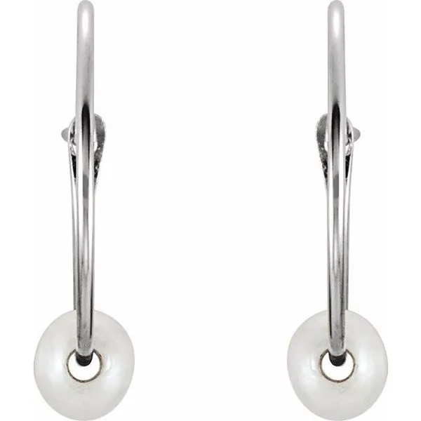 Youth Pearl Huggie Earrings Image 2 J. Meredith Jewelers Delafield, WI