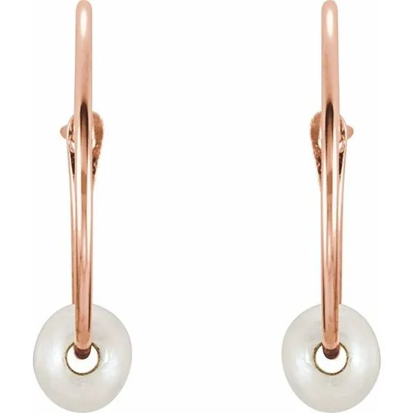 Youth Pearl Huggie Earrings Image 2 Hopman Jewelers Elkhart, IN