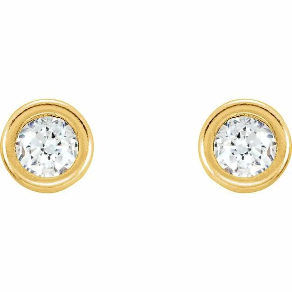 Round Bezel-Set Youth Stud Earrings Image 2 D'Errico Jewelry Scarsdale, NY