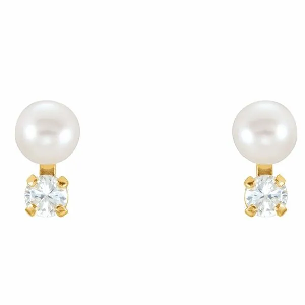 Youth Accented Pearl Earrings Image 2 Hart's Jewelers Grants Pass, OR