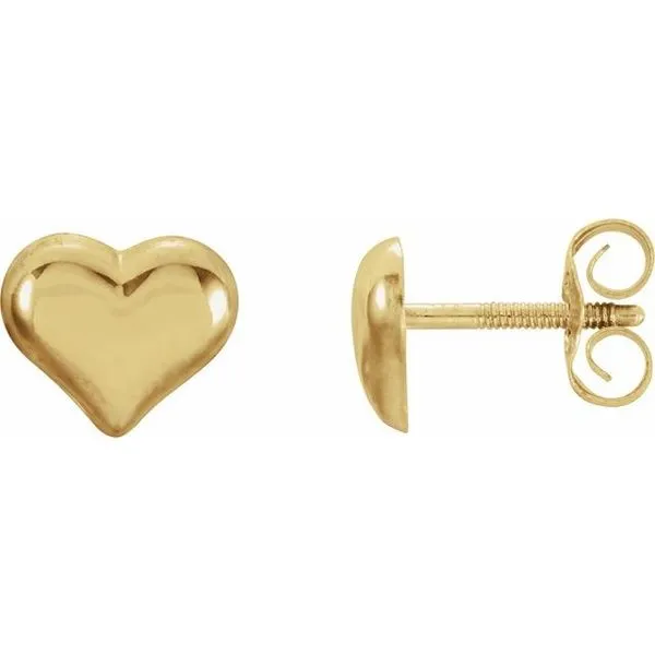 Youth Puffed Heart Earrings M. J. Thomas Jewelers, Ltd. Stratford, CT