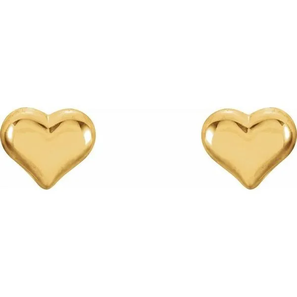 Youth Puffed Heart Earrings Image 2 Jewelry Design Studio Jensen Beach, FL