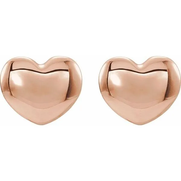 Youth Puffed Heart Earrings Image 2 Jewelry Design Studio Jensen Beach, FL