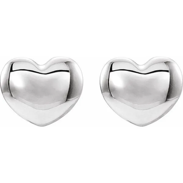 Youth Puffed Heart Earrings Image 2 Hopman Jewelers Elkhart, IN