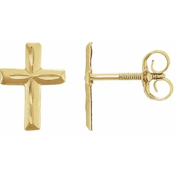 Youth Diamond-Cut Cross Earrings Jewelry Design Studio Jensen Beach, FL