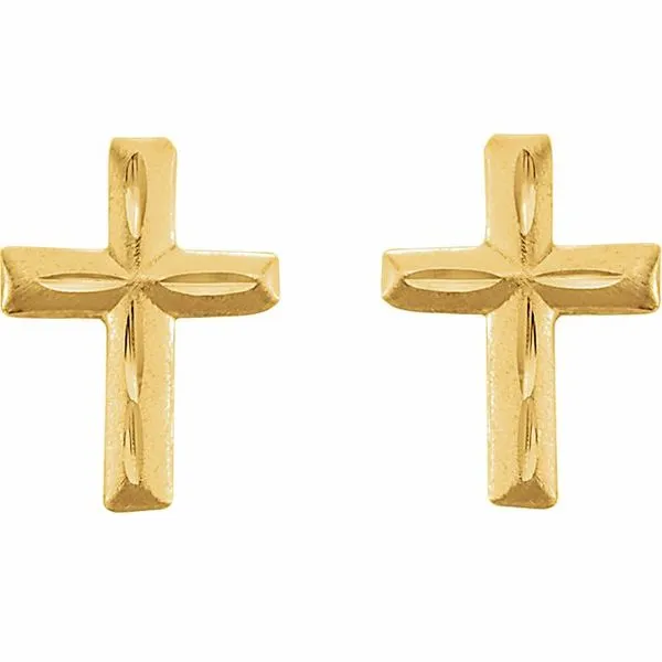 Youth Diamond-Cut Cross Earrings Image 2 Hopman Jewelers Elkhart, IN