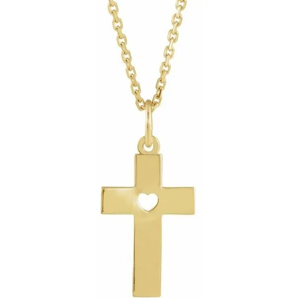 Youth Pierced Heart Cross Necklace Image 3 Hopman Jewelers Elkhart, IN