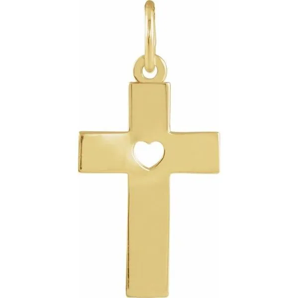 Youth Pierced Heart Cross Pendant Image 3 Hopman Jewelers Elkhart, IN
