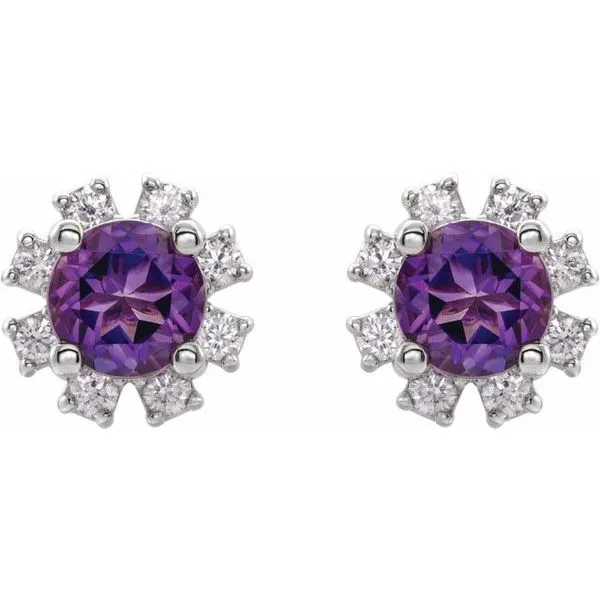 Round 4-Prong Halo-Style Earrings Image 2 Hart's Jewelers Grants Pass, OR