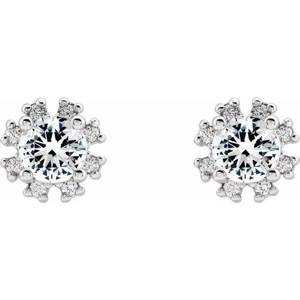 Round 4-Prong Halo-Style Earrings Image 2 Hart's Jewelers Grants Pass, OR