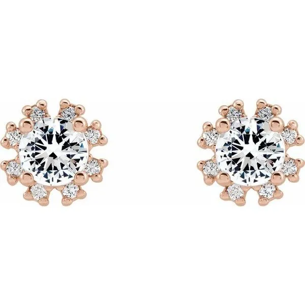 Round 4-Prong Halo-Style Earrings Image 2 Hart's Jewelers Grants Pass, OR
