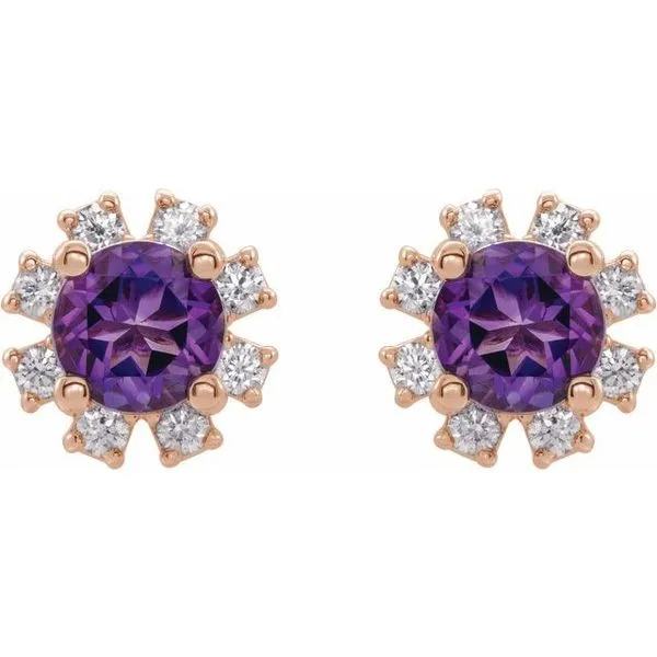 Round 4-Prong Halo-Style Earrings Image 2 Hart's Jewelers Grants Pass, OR