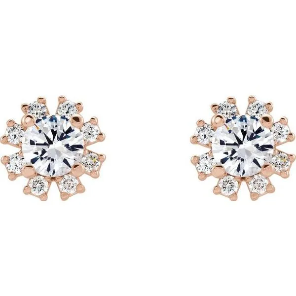 Round 4-Prong Halo-Style Earrings Image 2 Hart's Jewelers Grants Pass, OR