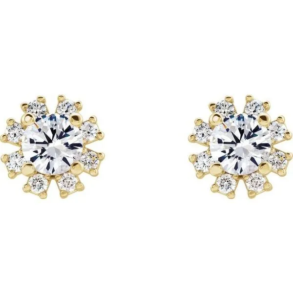 Round 4-Prong Halo-Style Earrings Image 2 Hart's Jewelers Grants Pass, OR