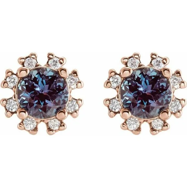 Round 4-Prong Halo-Style Earrings Image 2 Hart's Jewelers Grants Pass, OR