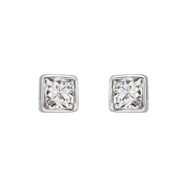 Square Bezel-Set Stud Earrings Image 2 Cherry Street Jewelers Tulsa, OK
