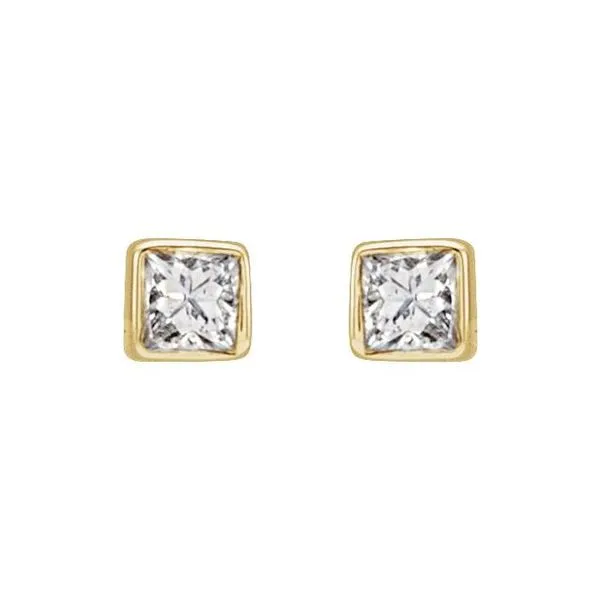 Square Bezel-Set Stud Earrings Image 2 J. Meredith Jewelers Delafield, WI