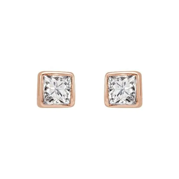 Square Bezel-Set Stud Earrings Image 2 Cherry Street Jewelers Tulsa, OK