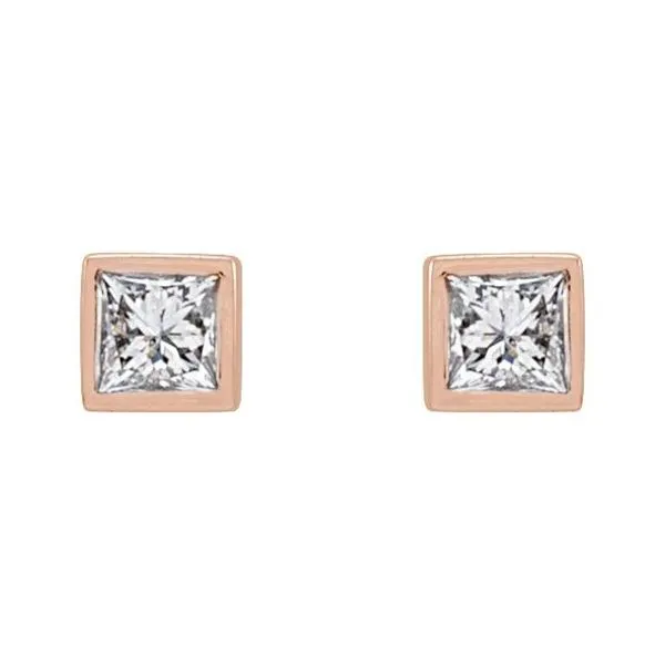 Square Bezel-Set Stud Earrings Image 2 Rick's Jewelers California, MD