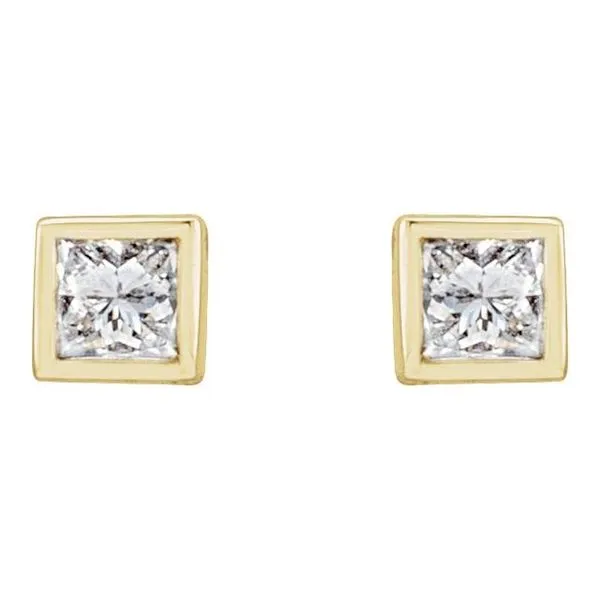 Square Bezel-Set Stud Earrings Image 2 J. Meredith Jewelers Delafield, WI