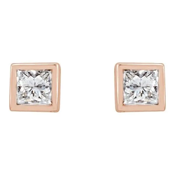 Square Bezel-Set Stud Earrings Image 2 Rasmussen Jewelers Spanish Fork, UT