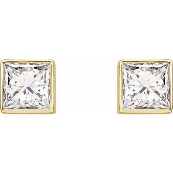 Square Bezel-Set Stud Earrings Image 2 Hopman Jewelers Elkhart, IN