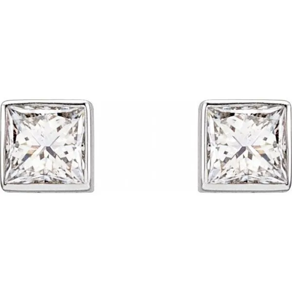 Square Bezel-Set Stud Earrings Image 2 Hopman Jewelers Elkhart, IN