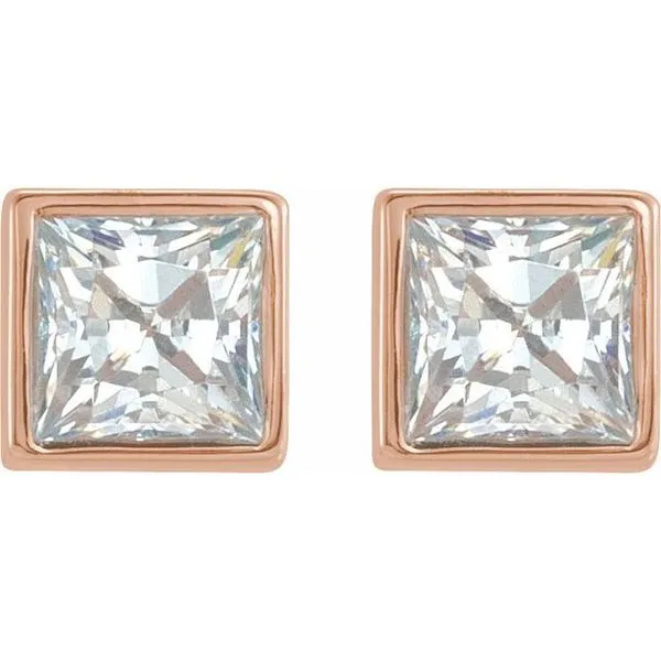 Square Bezel-Set Stud Earrings Image 2 Rick's Jewelers California, MD