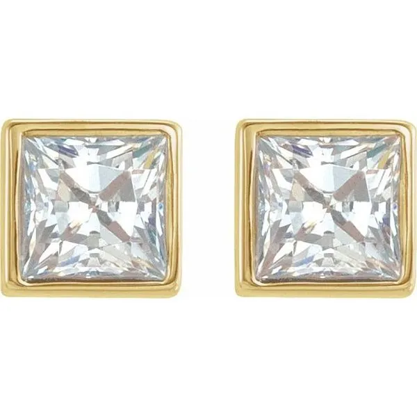 Square Bezel-Set Stud Earrings Image 2 J. Meredith Jewelers Delafield, WI