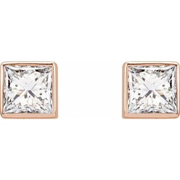 Square Bezel-Set Stud Earrings Image 2 Cherry Street Jewelers Tulsa, OK