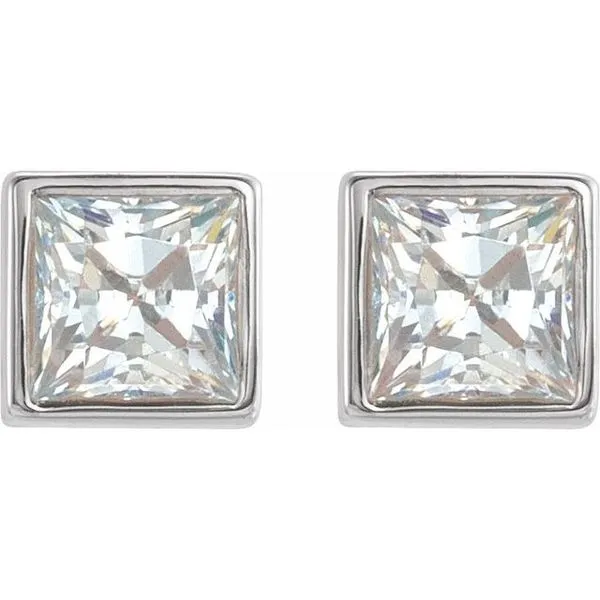 Square Bezel-Set Stud Earrings Image 2 Hopman Jewelers Elkhart, IN
