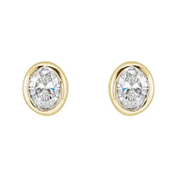Oval Bezel-Set Stud Earrings Image 2 Cherry Street Jewelers Tulsa, OK