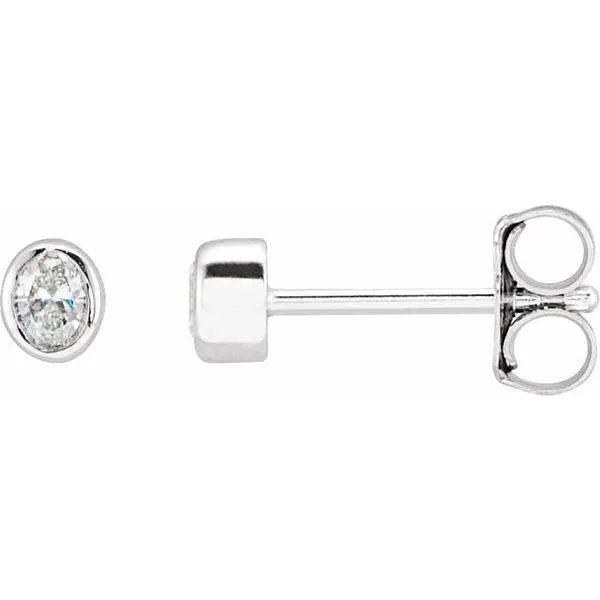 Oval Bezel-Set Stud Earrings Linwood Custom Jewelers Linwood, NJ