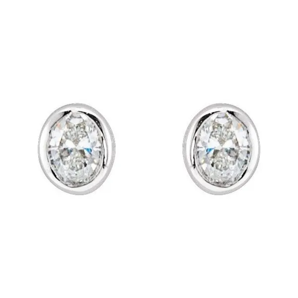 Oval Bezel-Set Stud Earrings Image 2 J. Meredith Jewelers Delafield, WI