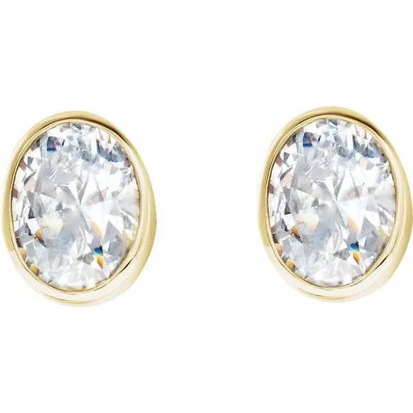 Oval Bezel-Set Stud Earrings Image 2 J. Meredith Jewelers Delafield, WI