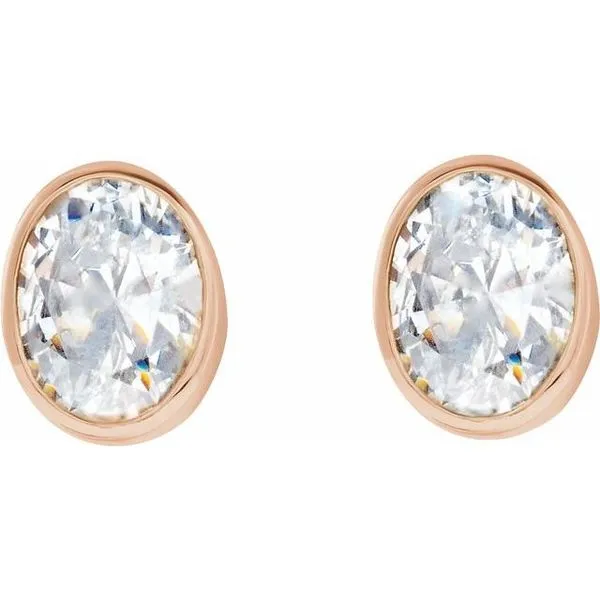 Oval Bezel-Set Stud Earrings Image 2 Cherry Street Jewelers Tulsa, OK