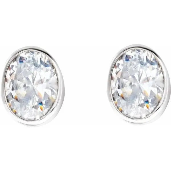Oval Bezel-Set Stud Earrings Image 2 Cherry Street Jewelers Tulsa, OK