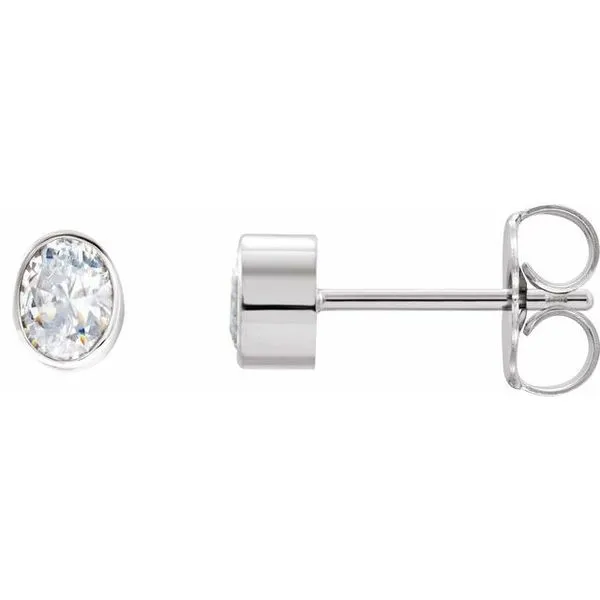 Oval Bezel-Set Stud Earrings J. Meredith Jewelers Delafield, WI