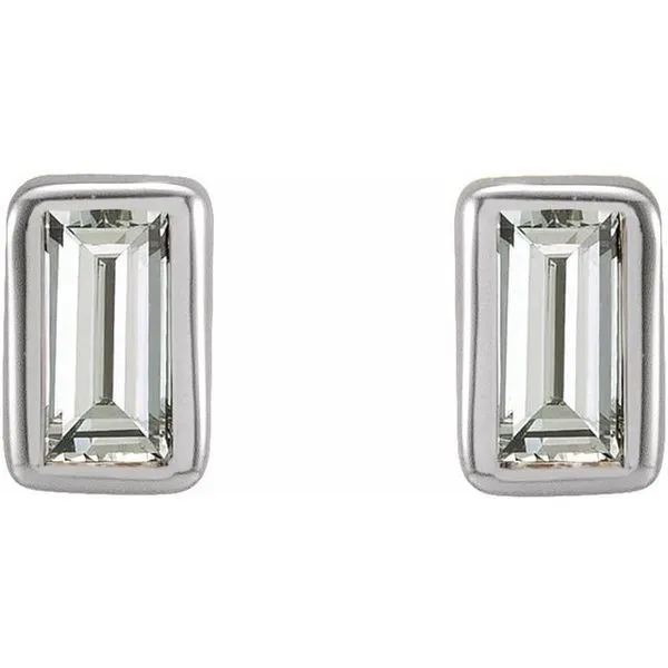 Straight Baguette Bezel-Set Stud Earrings Image 2 Diny's Jewelers Middleton, WI
