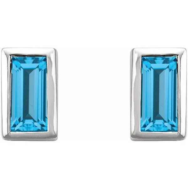 Straight Baguette Bezel-Set Stud Earrings Image 2 Diny's Jewelers Middleton, WI