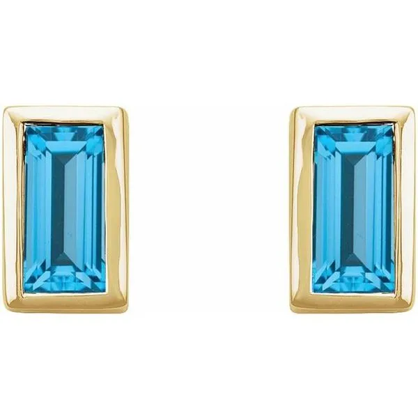 Straight Baguette Bezel-Set Stud Earrings Image 2 Diny's Jewelers Middleton, WI