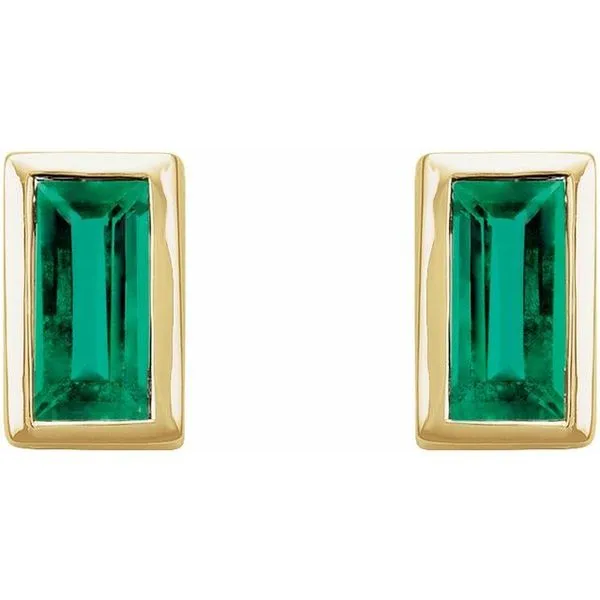 Straight Baguette Bezel-Set Stud Earrings Image 2 Diny's Jewelers Middleton, WI