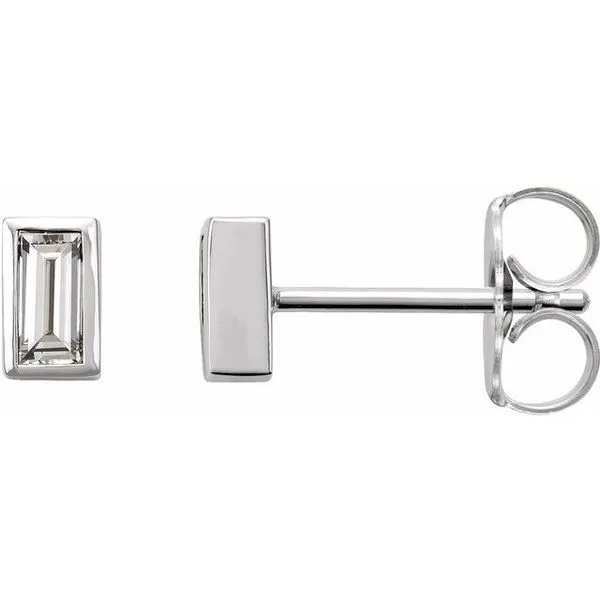 Straight Baguette Bezel-Set Stud Earrings Diny's Jewelers Middleton, WI