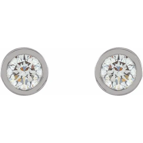 Round Micro Bezel-Set Stud Earrings Image 2 Diny's Jewelers Middleton, WI