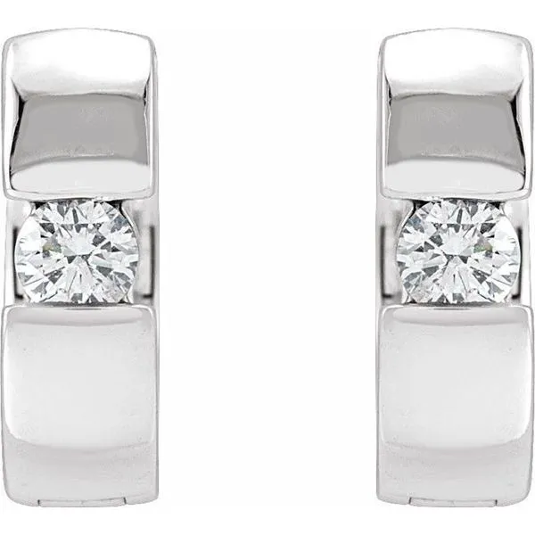 Accented Huggie Hoop Earrings Image 2 Jewelry Design Studio Jensen Beach, FL