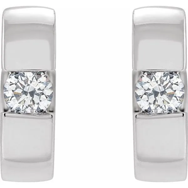 Accented Huggie Hoop Earrings Image 2 Jewelry Design Studio Jensen Beach, FL