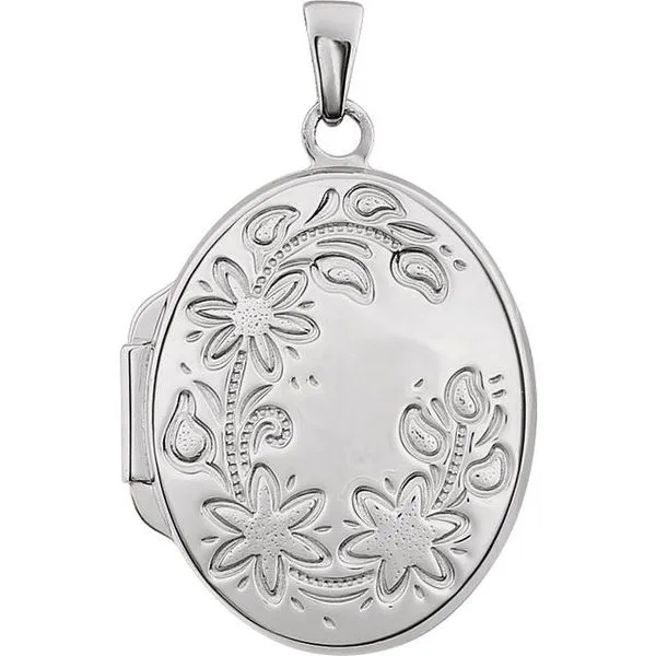 Engravable Floral Oval Locket Hopman Jewelers Elkhart, IN