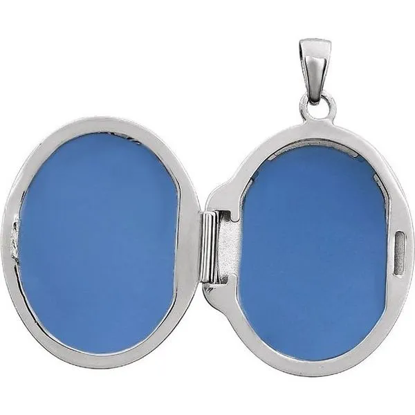 Engravable Floral Oval Locket Image 3 Hopman Jewelers Elkhart, IN