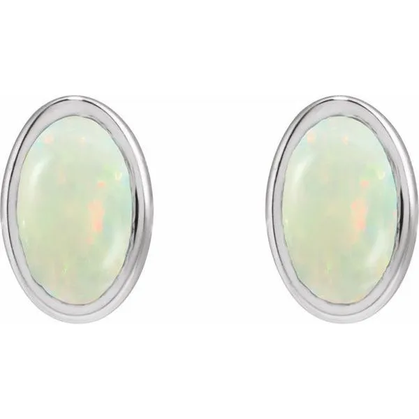 Oval Bezel-Set Cabochon Earrings Image 2 Austin's Fine Diamonds & Jewelry Lyndhurst, NJ
