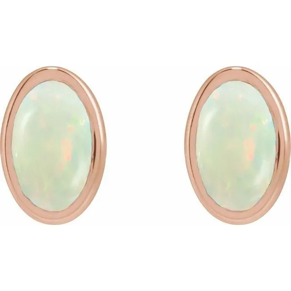 Oval Bezel-Set Cabochon Earrings Image 2 Long Jewelers Chesapeake, VA